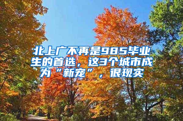 北上广不再是985毕业生的首选，这3个城市成为“新宠”，很现实