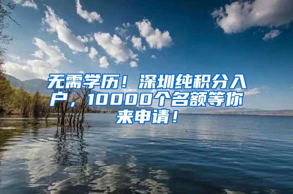 无需学历！深圳纯积分入户，10000个名额等你来申请！