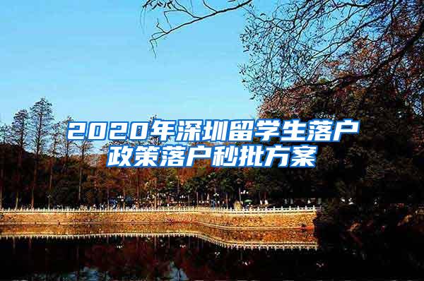2020年深圳留学生落户政策落户秒批方案