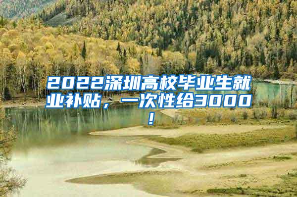 2022深圳高校毕业生就业补贴，一次性给3000！