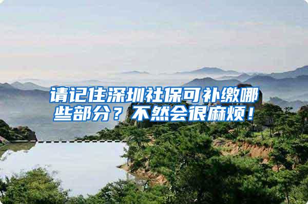 请记住深圳社保可补缴哪些部分？不然会很麻烦！