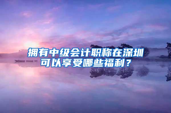 拥有中级会计职称在深圳可以享受哪些福利？