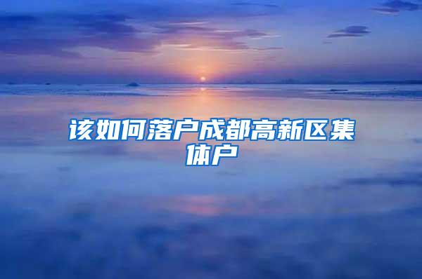 该如何落户成都高新区集体户