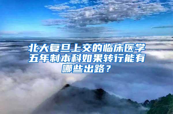 北大复旦上交的临床医学五年制本科如果转行能有哪些出路？