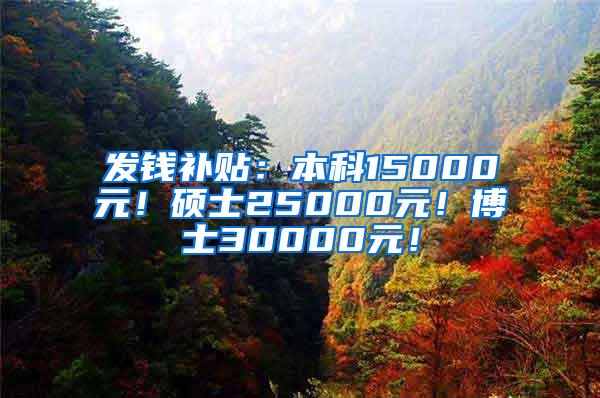 发钱补贴：本科15000元！硕士25000元！博士30000元！