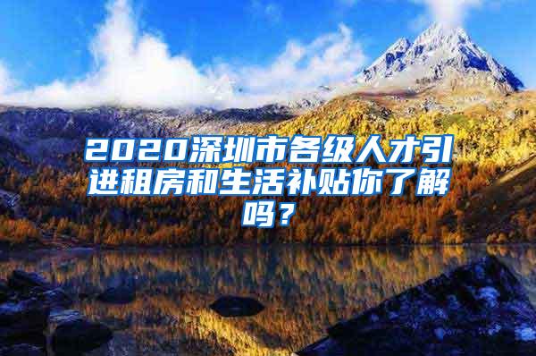 2020深圳市各级人才引进租房和生活补贴你了解吗？