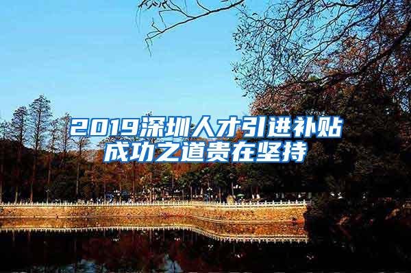 2019深圳人才引进补贴成功之道贵在坚持