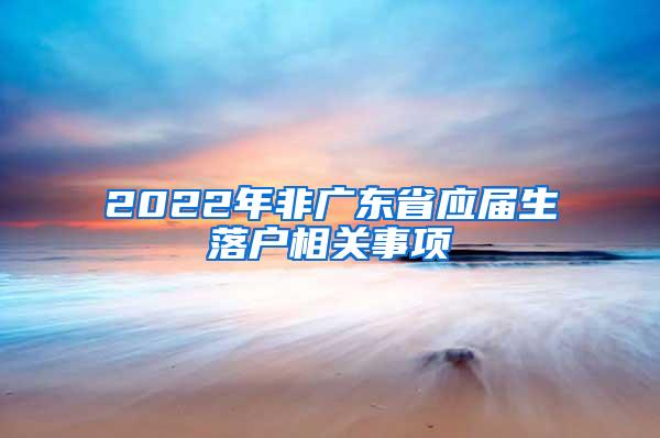 2022年非广东省应届生落户相关事项