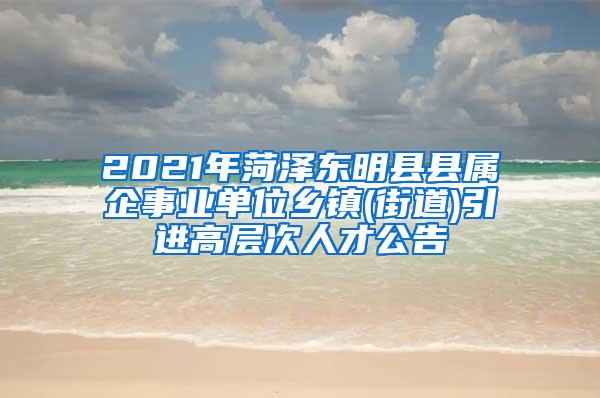 2021年菏泽东明县县属企事业单位乡镇(街道)引进高层次人才公告