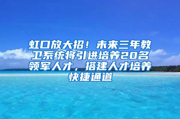 虹口放大招！未来三年教卫系统将引进培养20名领军人才，搭建人才培养快捷通道