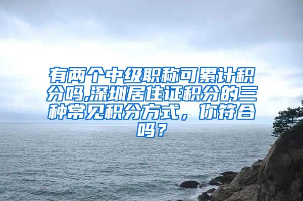 有两个中级职称可累计积分吗,深圳居住证积分的三种常见积分方式，你符合吗？