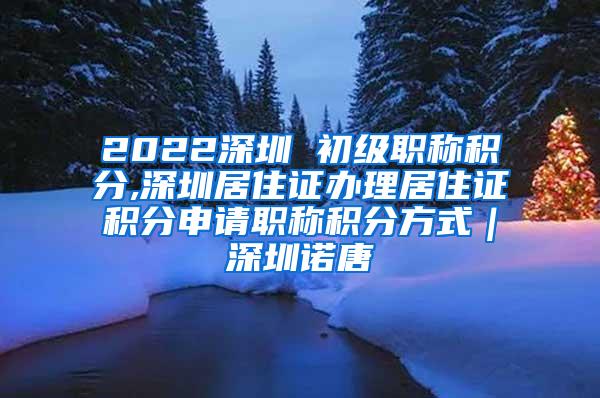 2022深圳 初级职称积分,深圳居住证办理居住证积分申请职称积分方式｜深圳诺唐