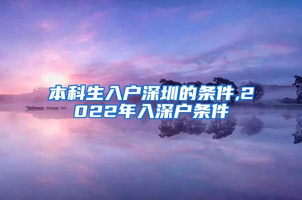 本科生入户深圳的条件,2022年入深户条件