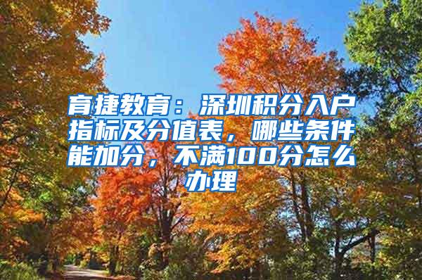 育捷教育：深圳积分入户指标及分值表，哪些条件能加分，不满100分怎么办理