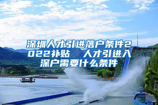 深圳人才引进落户条件2022补贴  人才引进入深户需要什么条件