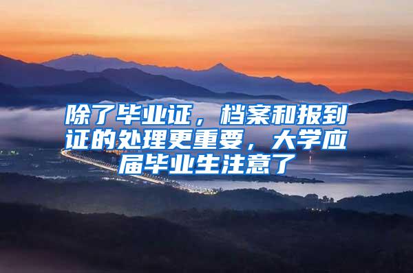 除了毕业证，档案和报到证的处理更重要，大学应届毕业生注意了