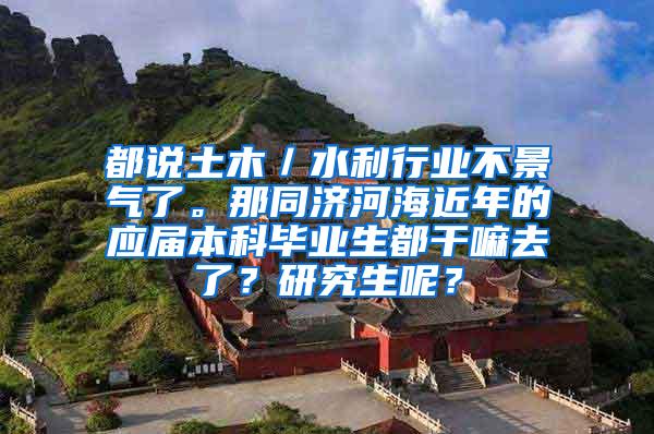 都说土木／水利行业不景气了。那同济河海近年的应届本科毕业生都干嘛去了？研究生呢？