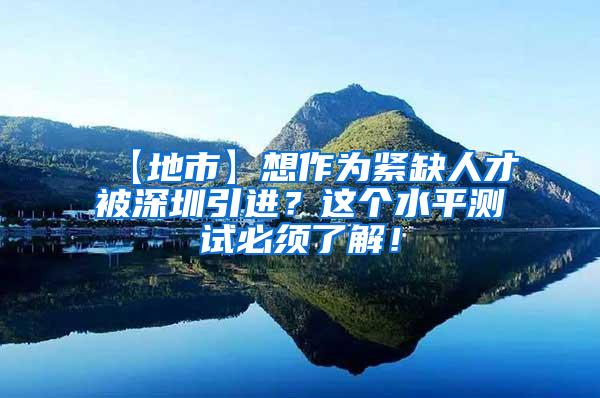 【地市】想作为紧缺人才被深圳引进？这个水平测试必须了解！