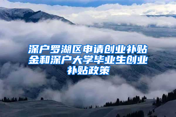 深户罗湖区申请创业补贴金和深户大学毕业生创业补贴政策