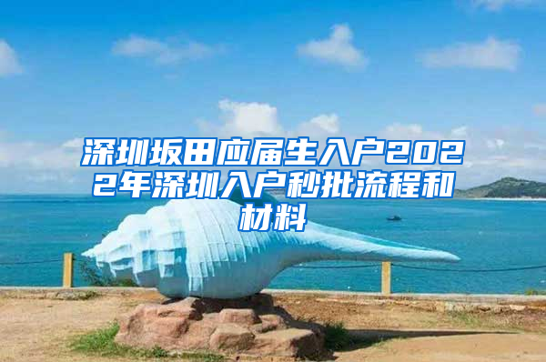 深圳坂田应届生入户2022年深圳入户秒批流程和材料