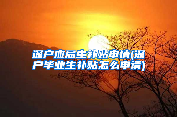 深户应届生补贴申请(深户毕业生补贴怎么申请)