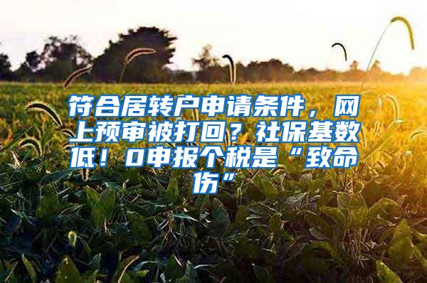 符合居转户申请条件，网上预审被打回？社保基数低！0申报个税是“致命伤”
