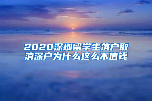 2020深圳留学生落户取消深户为什么这么不值钱