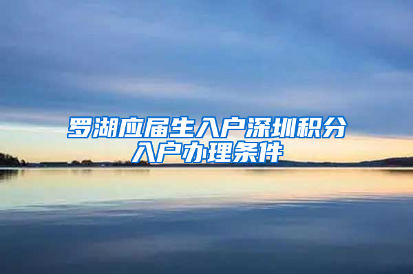 罗湖应届生入户深圳积分入户办理条件