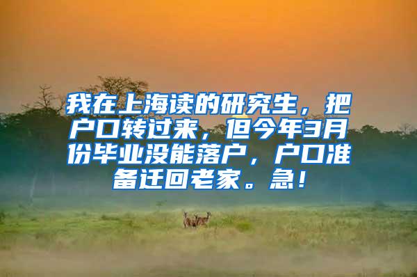 我在上海读的研究生，把户口转过来，但今年3月份毕业没能落户，户口准备迁回老家。急！