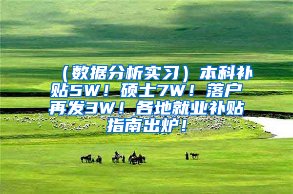 （数据分析实习）本科补贴5W！硕士7W！落户再发3W！各地就业补贴指南出炉！