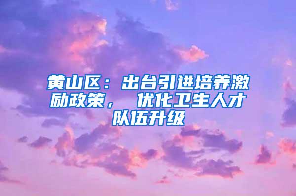 黄山区：出台引进培养激励政策， 优化卫生人才队伍升级