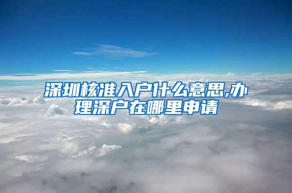 深圳核准入户什么意思,办理深户在哪里申请