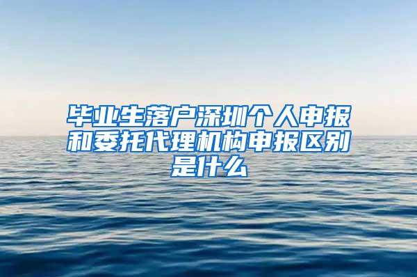 毕业生落户深圳个人申报和委托代理机构申报区别是什么