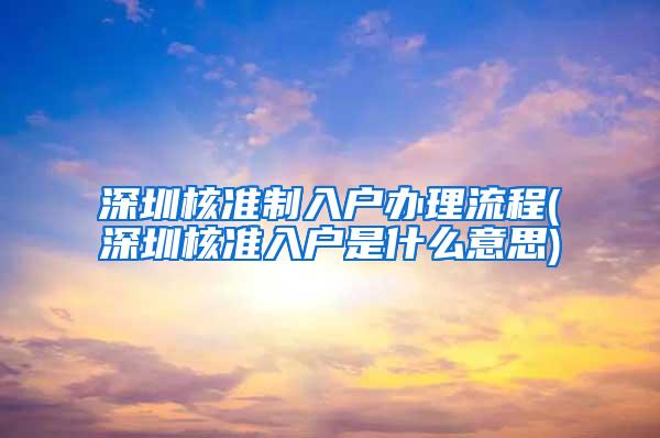 深圳核准制入户办理流程(深圳核准入户是什么意思)