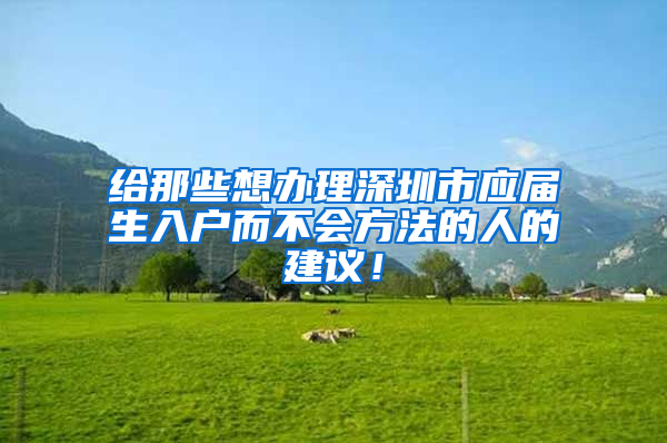 给那些想办理深圳市应届生入户而不会方法的人的建议！