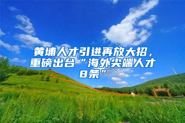 黄埔人才引进再放大招，重磅出台“海外尖端人才8条”