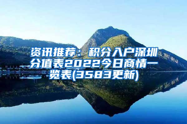 资讯推荐：积分入户深圳分值表2022今日商情一览表(3583更新)