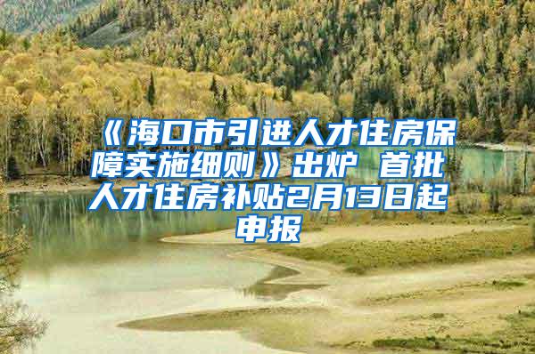 《海口市引进人才住房保障实施细则》出炉 首批人才住房补贴2月13日起申报