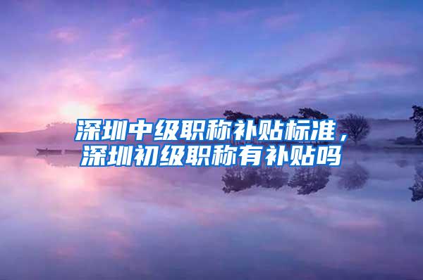 深圳中级职称补贴标准，深圳初级职称有补贴吗