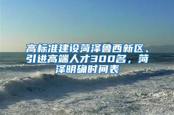 高标准建设菏泽鲁西新区、引进高端人才300名，菏泽明确时间表