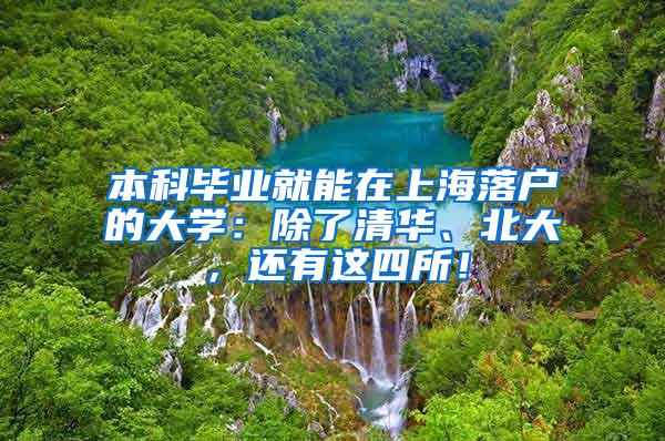 本科毕业就能在上海落户的大学：除了清华、北大，还有这四所！