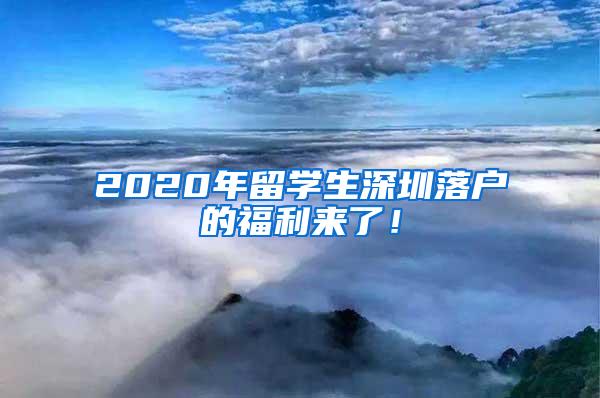 2020年留学生深圳落户的福利来了！