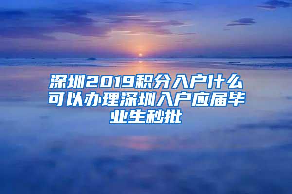 深圳2019积分入户什么可以办理深圳入户应届毕业生秒批