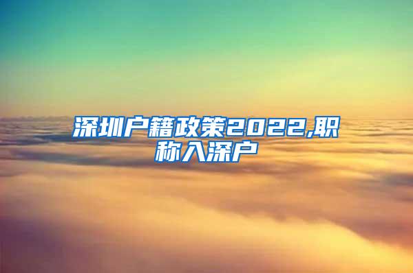 深圳户籍政策2022,职称入深户