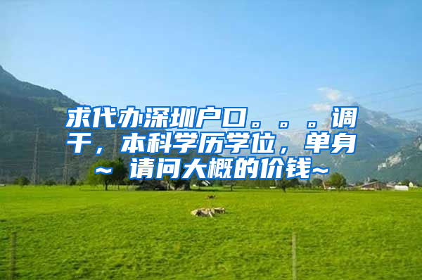 求代办深圳户口。。。调干，本科学历学位，单身~ 请问大概的价钱~