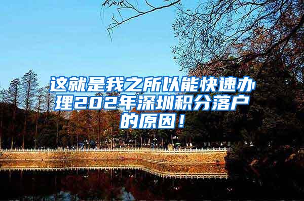 这就是我之所以能快速办理202年深圳积分落户的原因！