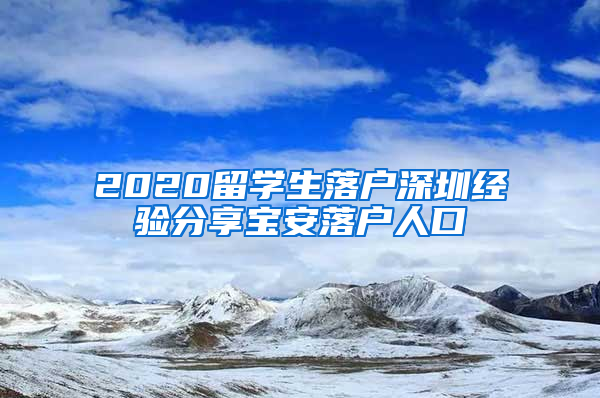 2020留学生落户深圳经验分享宝安落户人口