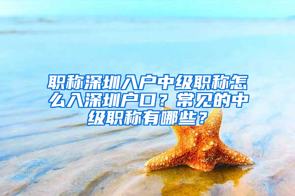 职称深圳入户中级职称怎么入深圳户口？常见的中级职称有哪些？