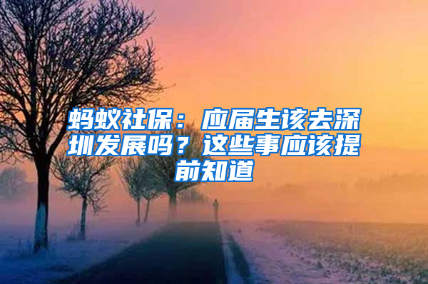 蚂蚁社保：应届生该去深圳发展吗？这些事应该提前知道