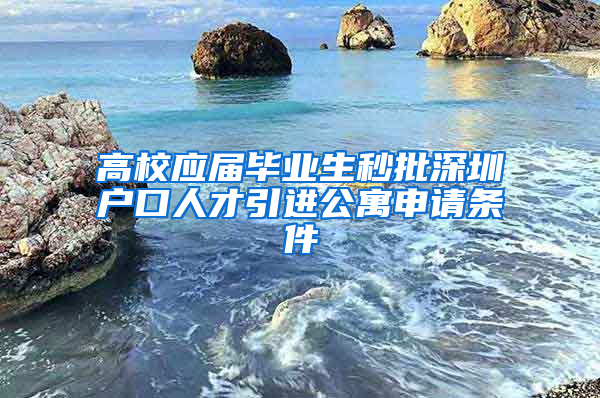 高校应届毕业生秒批深圳户口人才引进公寓申请条件